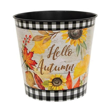 Hello Autumn Fall Leaves Bucket - The Fox Decor